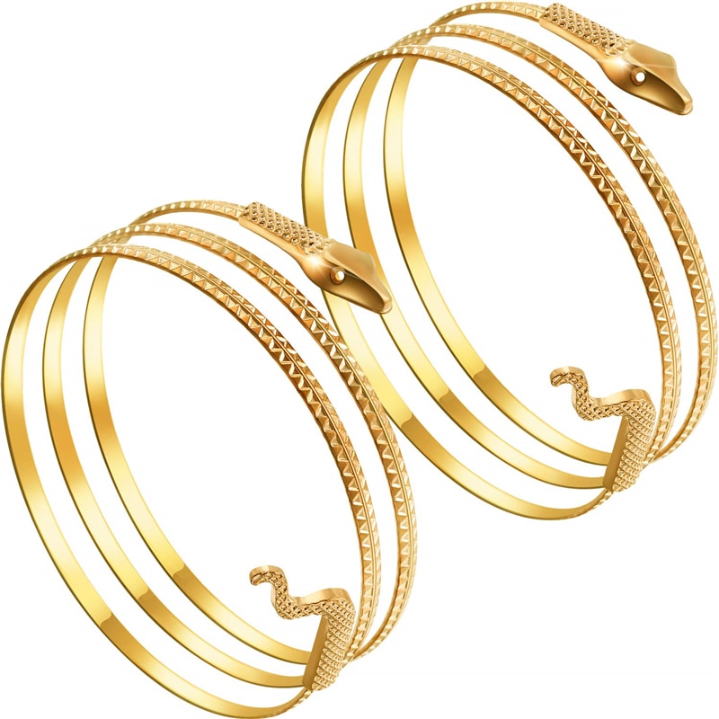 Etnisk guld enkel wire slange arm armbånd til kvinder pige overarm bånd smykker manchet justerbart armbånd præstation armbånd