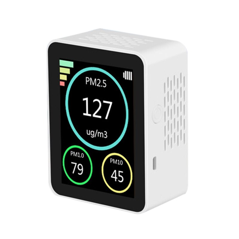 Gas Analyzer PM2.5 PM1.0 PM10 Haze Deeltje Detectoren Luchtkwaliteit Monitor Detector Tft Kleuren Scherm Office Home: WHITE