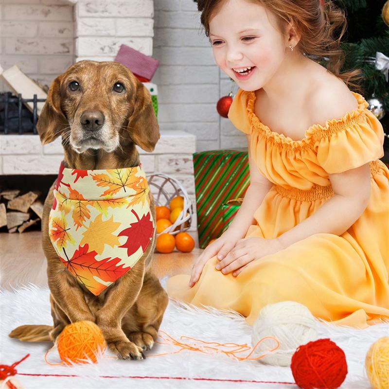 1pc Pet Dog Bib Soft Printed Dog Saliva Towel Pet Triangular Scarf for Thanksgiving Dogs Party Cat