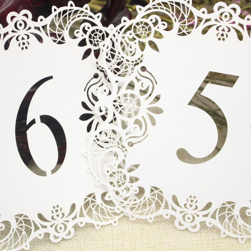 10 Uds perla papel cortado Mesa número tarjeta dirección señal lugar tarjetas boda decoración de banquetes de *