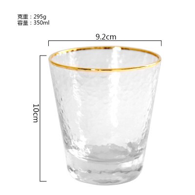 Högklassig glas vinkopp med gyllene linje mjölk juice vin textur whisky sprit cocktail pint brandy snifters flöjter coupes: 3