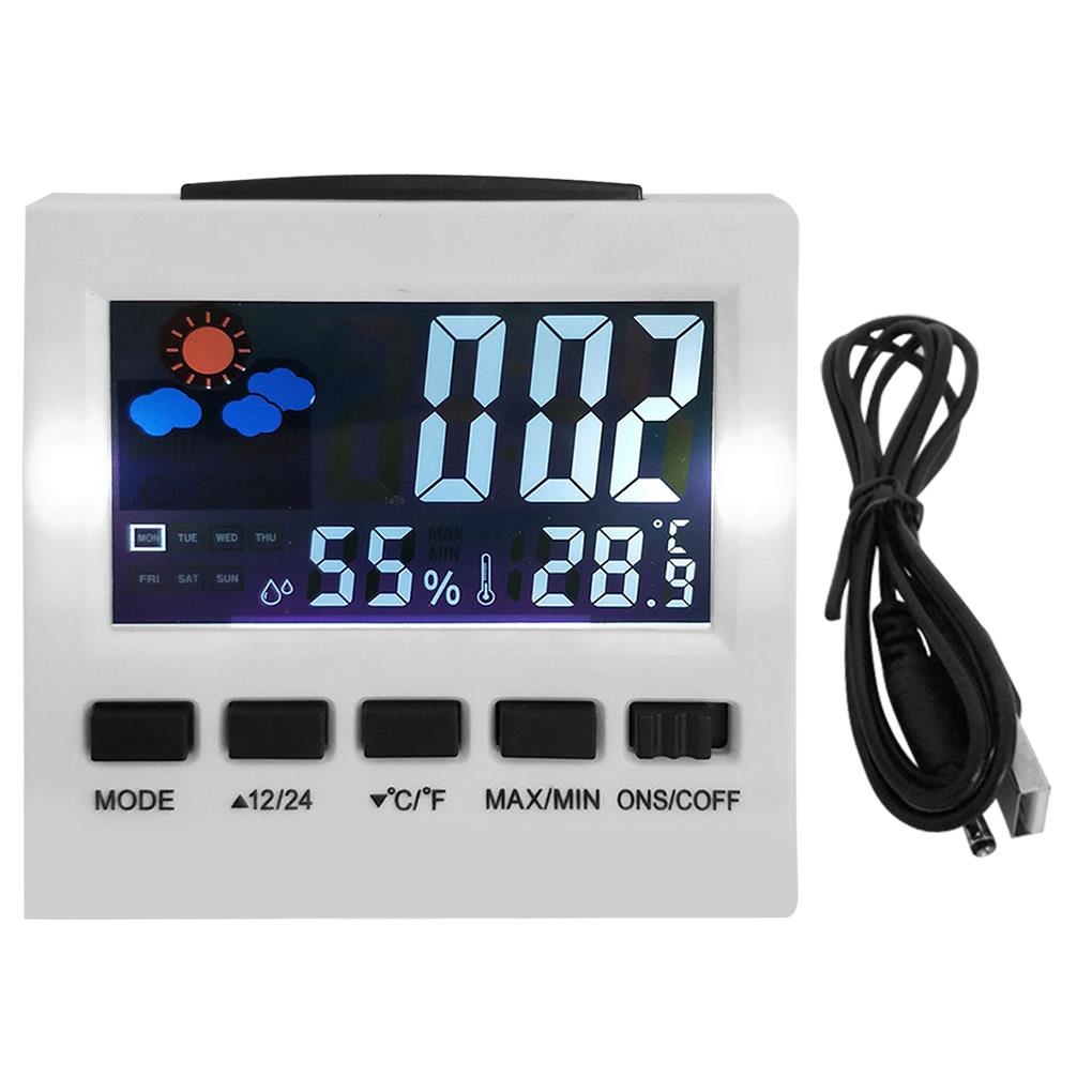 Portable Digital Clock Date Week Time LED Display Backlit Desktop Clock Home Office Digital Calendar: White USB Type
