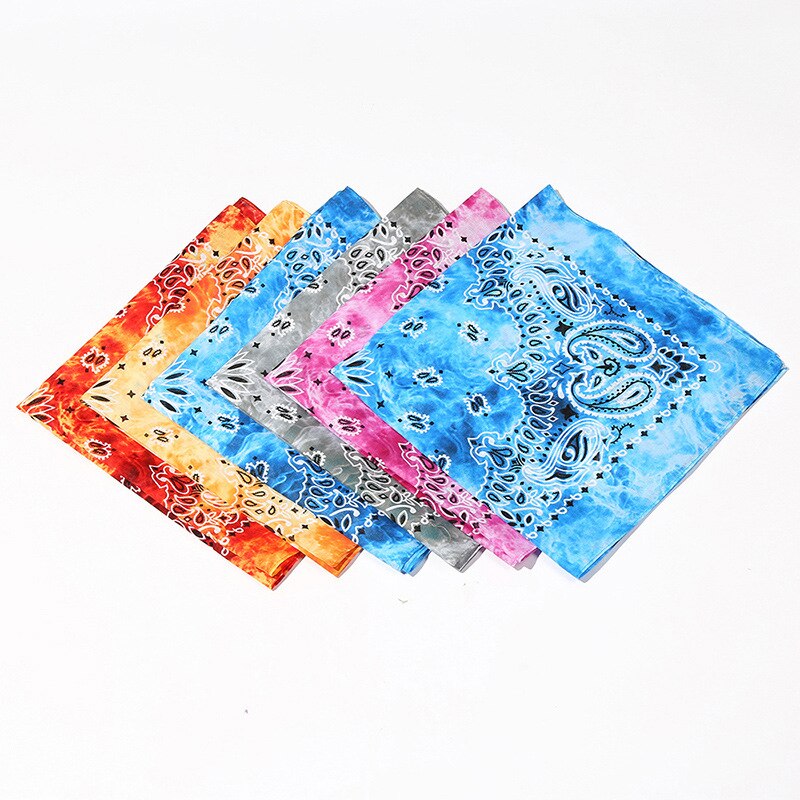 55*55cm Gradienten binden-Färben Ethnischen Bandana Taschentuch Blumen- drucken Baumwolle Quadrat Schal Stirnband Hüfte-hüpfen Armbinde Kopf wickeln