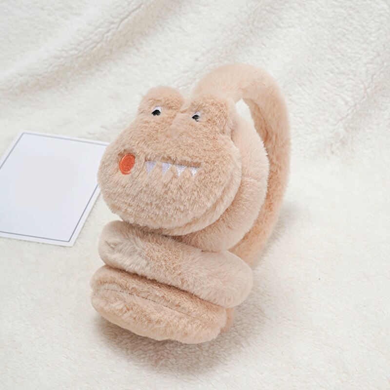 Children Ear Muffs Winter Lovely Thicken Plush Earmuffs Cartoon Dinosaur Earmuffs Riding Korean Version Plush Earmuffs: Apricot
