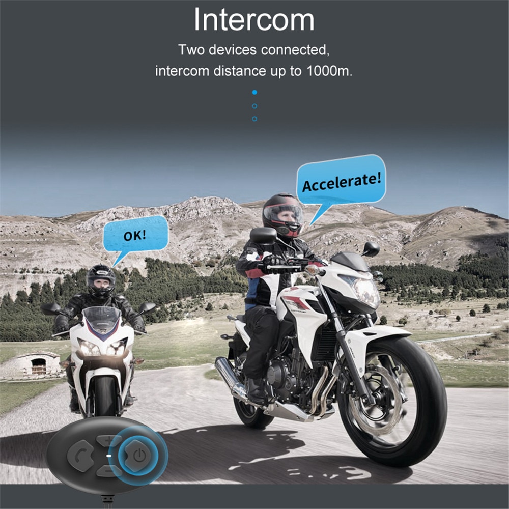 For 2 Riders Helmet Intercom Motorcycle Bluetooth 5.0 Headsets Intercomunicador with Fm Radio Wireless Walkie Talkie Interphone