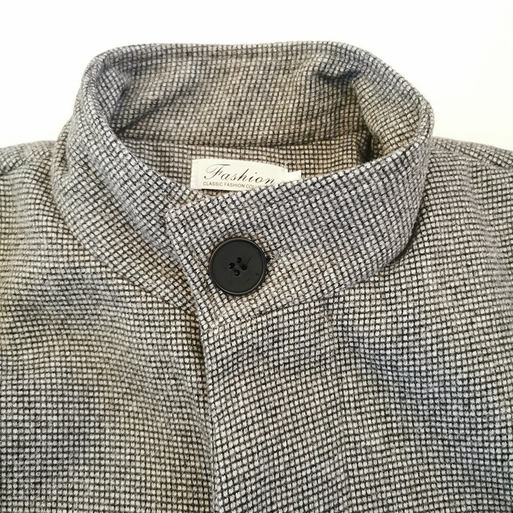 Grå trenchcoat mænd mellemlange vinterjakker til mænd business slim enkeltradet overfrakke til mænd plus størrelse 4xl