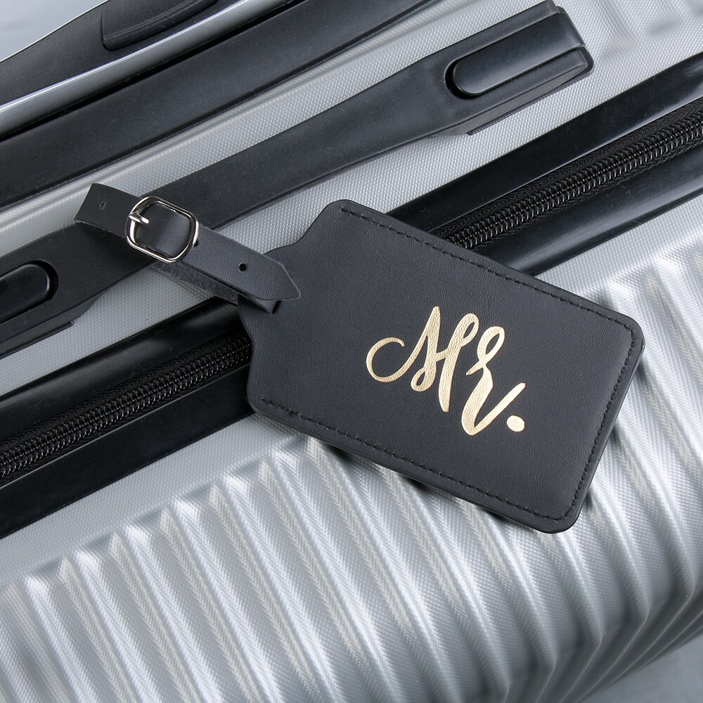 Hr. og fru kuffertetiket pu læderbagagemærke håndtaske vedhæng rejsetilbehør navn id adresse tags bærbare bagagemærker