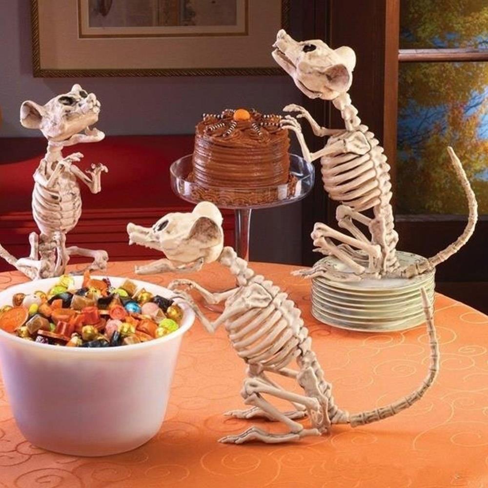Esqueleto de escorpión movible para Halloween, esqueleto de Animal movible, mesa para ratón de murciélago de plástico, decoración de , juguetes de araña