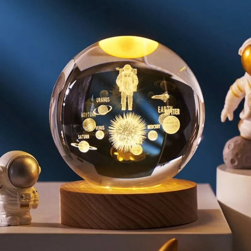 Rabatter]usb led nattlampa galax saturnus måne kristallkula stämningsljus sovrum heminredning bordslampa för: Mörk khaki