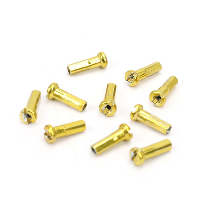 Tapones de hierro para radios de bicicleta de montaña, 10 Uds., 14mm, accesorios coloridos para ciclismo de cobre y plata: Gold