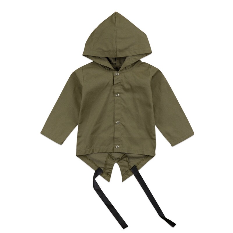 Nyfødt baby dreng efterår tøj baby dreng børn hætteklædte jakke hættetrøjer frakker outwear alder 0-24m: Militærgrøn / 24m