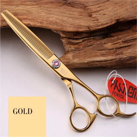 Fenice Professionele Roestvrij Staal 6.5 Inch Dunner Schaar Voor Pet Dog Grooming Dunner Dunner Tarief 35%: Goud