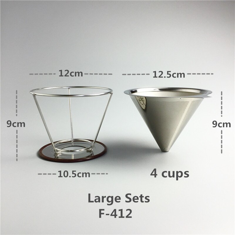 Rustfritt stål kaffefilterholder gjenbrukbare kaffefiltre drypper  v60 drypp kaffekurver