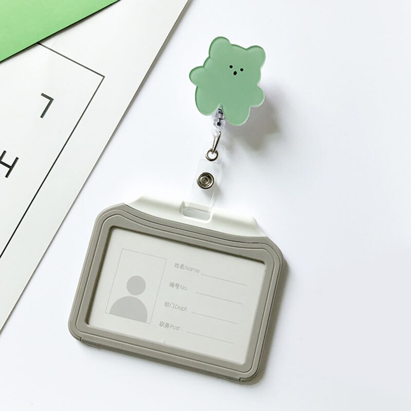 Candy Kleur Korea Beren Acryl Intrekbare Badge Reel Verpleegster Arts Student Tentoonstelling Id Card Clips Badge Houder Briefpapier