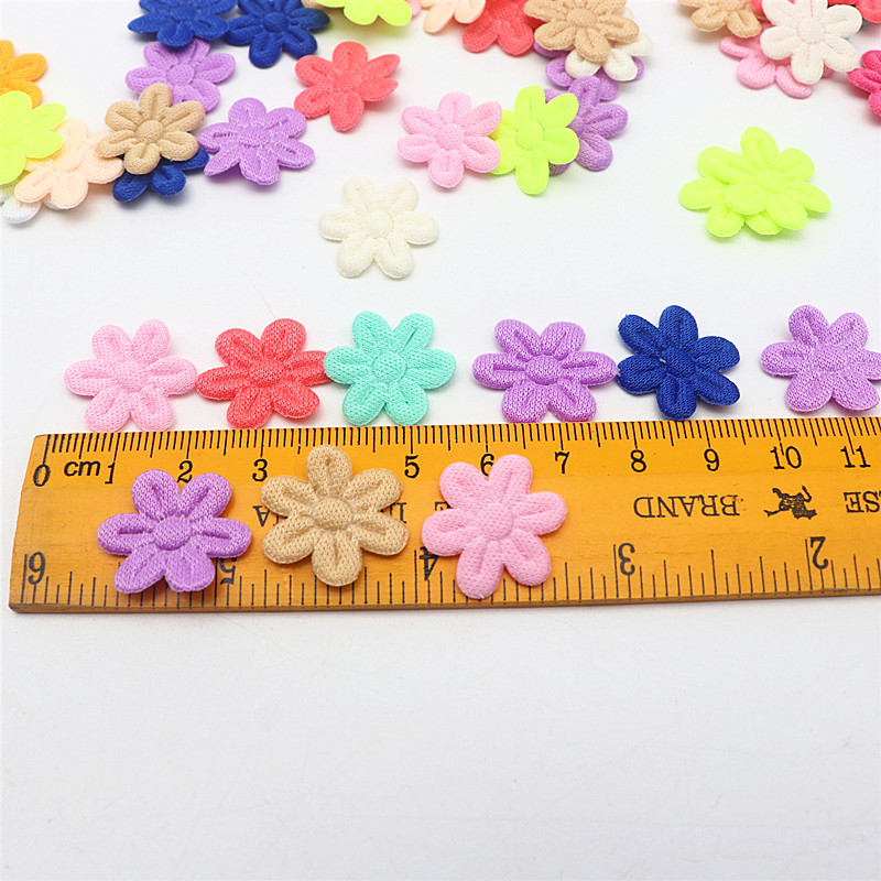Tela de 2cm con cinco pétalos de flores en relieve, accesorios de tela de joyería DIY, Material de pegatinas de tela