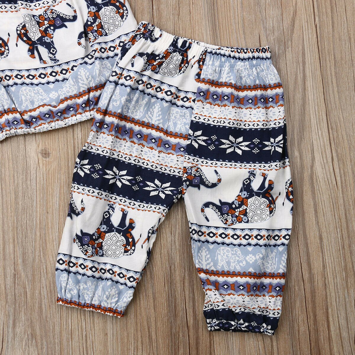 Ensemble de vêtements d'été pour bébé, tenues pour bébé fille, tenues éléphant, hauts à bretelles, gilet + pantalon, style bohème , 1-6y 2