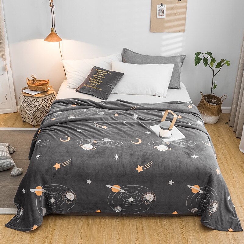 LREA 7 größen плед korallen Vlies Decke warme weiche werfen Winter auf Sofa Bett Flugzeug Reise bettdecken blätter decken: haohan xingkong / 200x230cm