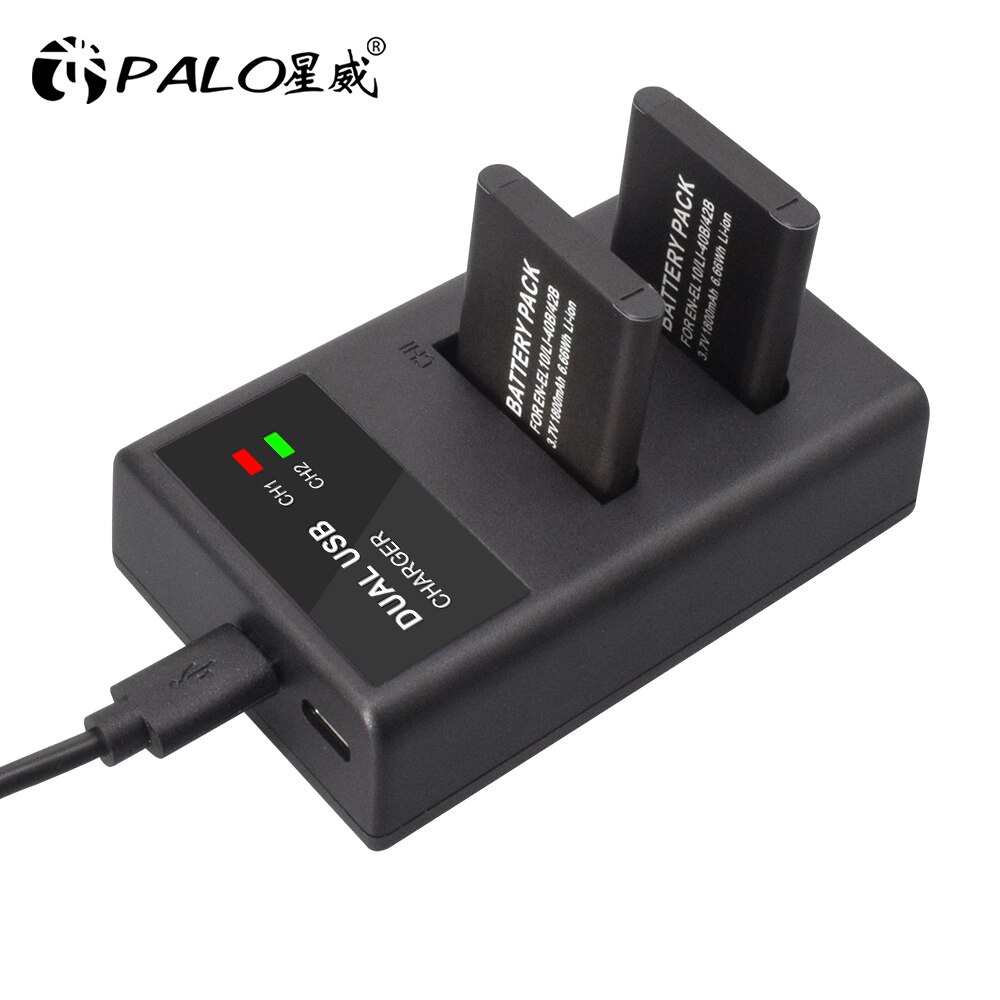 PALO Li-40B Li40B Li 40B Li-42B EN-EL10 ENEL10 NP-45B Camera Battery charger dual slot smart charger with LCD or LED