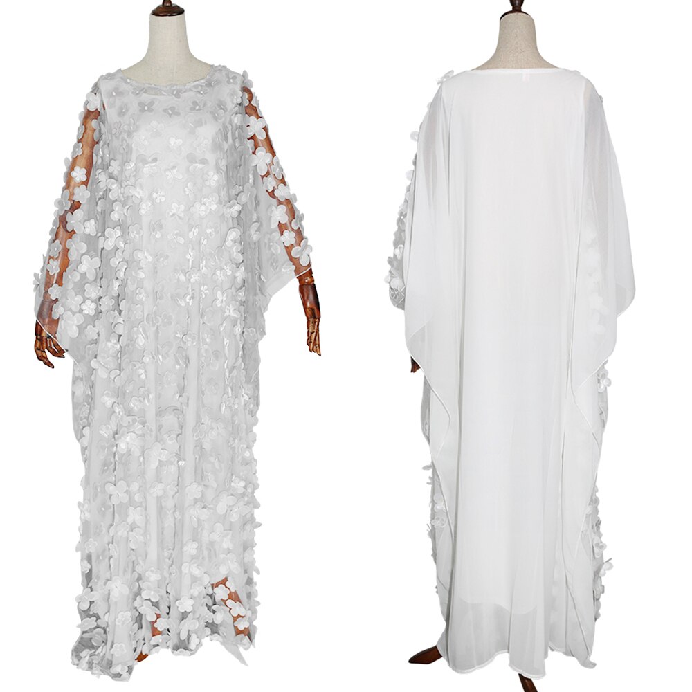 Vestido africano dashiki para mujer, Túnica africana, ropa bazin riche, vestido de flores de ankara de talla grande, novedad de: White