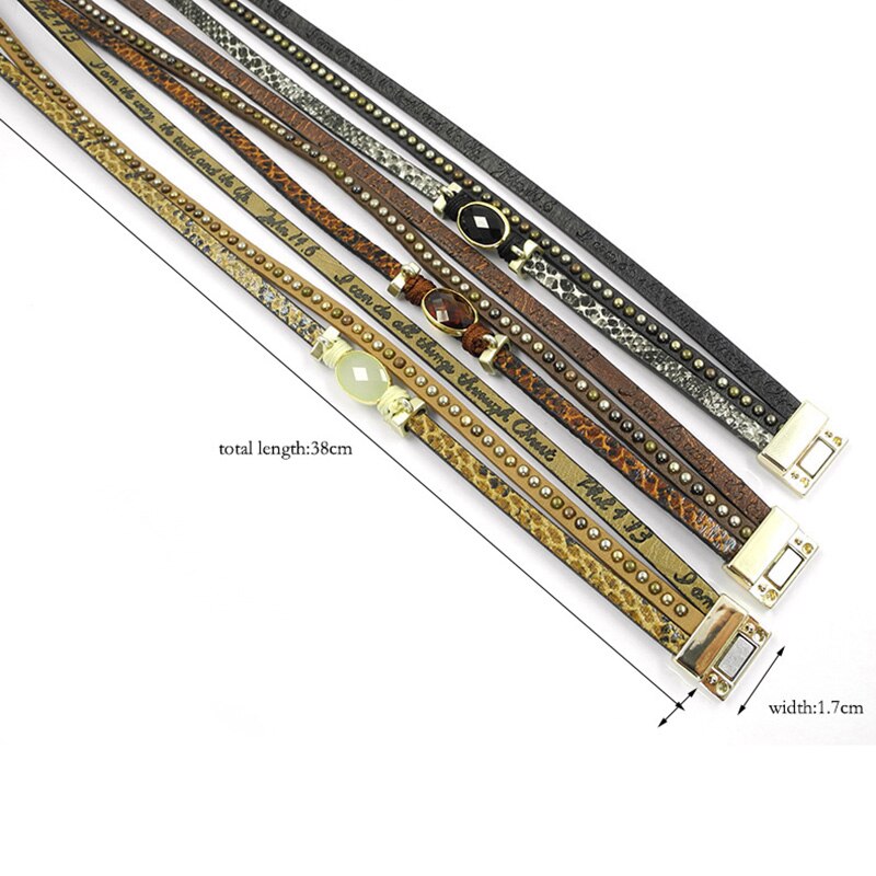 WELLMORE braccialetto di cuoio dovuto avvolgere bracciali magnete fibbia avvolgimento del braccialetto Della Boemia bracciali e braccialetti per le donne B16060