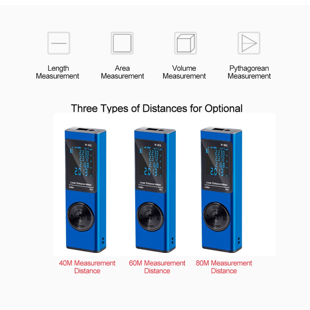 Handheld Rangefinder Digital Mini Distance Measuring Meter Electronic Space Measurement Device for Area Volume Distances