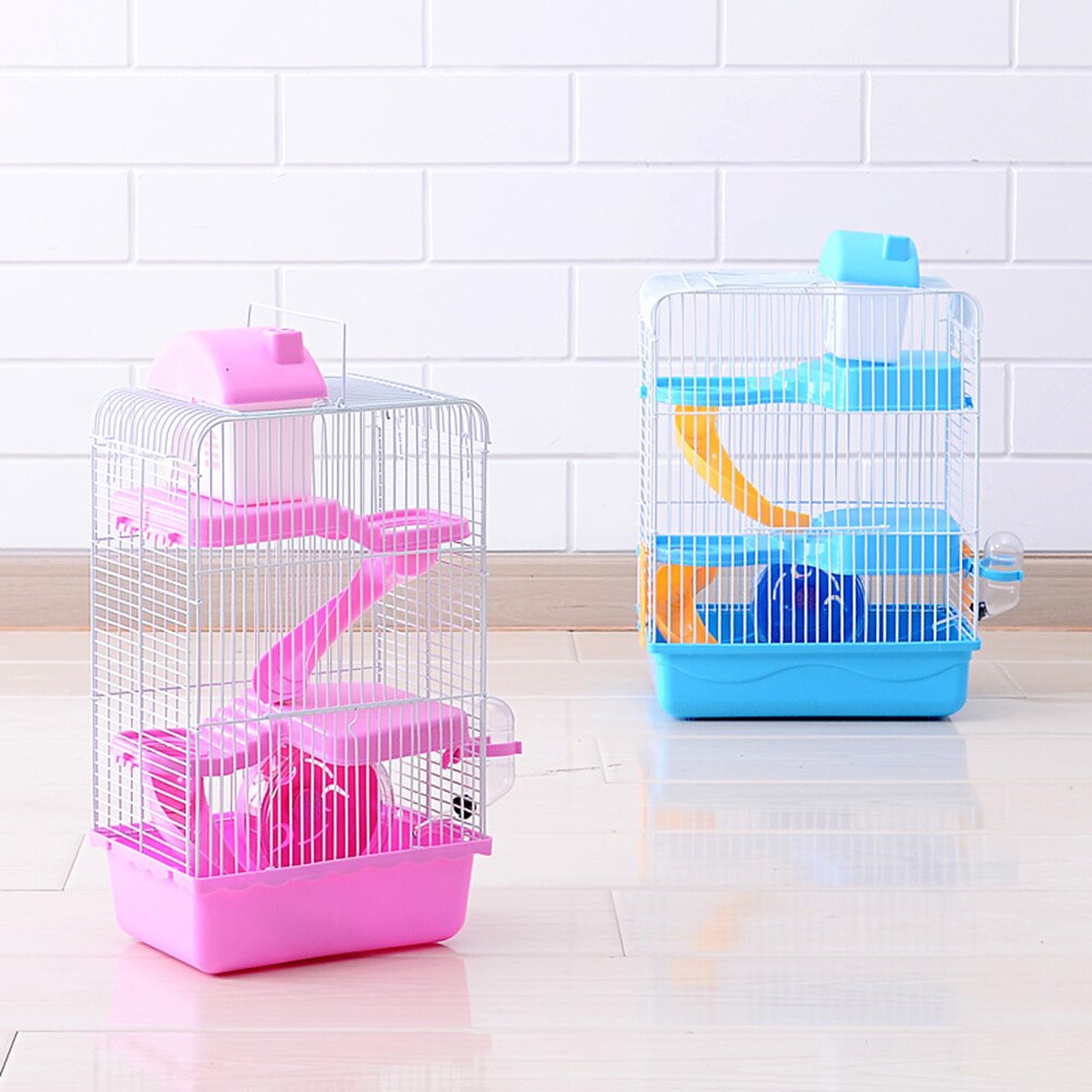 Luxury Three Layer Hamster Cage Pet House Portable Small Pets House Chinchilla Hamster House (Light Blue)