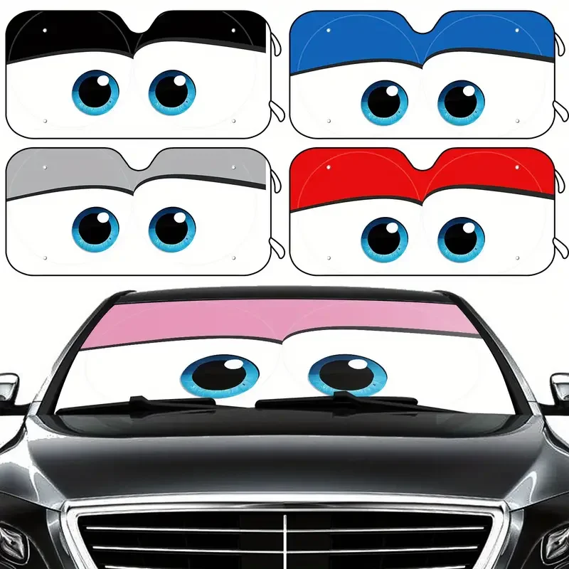 Auto Zonwering 4 Kleuren Ogen Verwarmde Voorruit Zonnescherm Autoruit Voorruit Cover Zonnescherm Auto Zonneklep Auto-covers