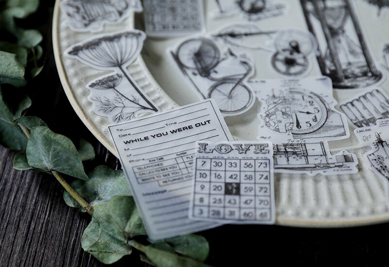 ZFPARTY 88 stks Vintage Velijn Papier Die Cuts stickers voor Scrapbooking Gelukkig Planner/Card Making/Journaling Project