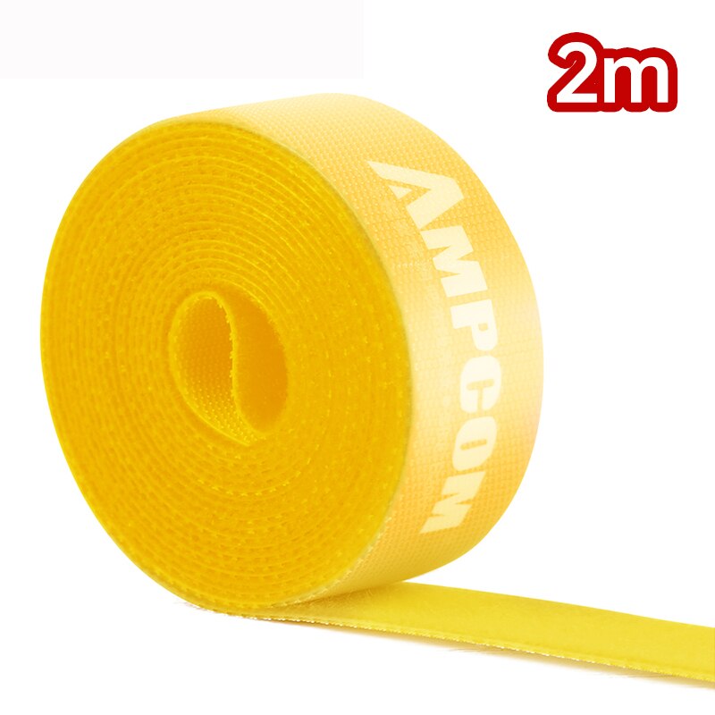 AMPCOM Klettband mit Klettverschluss, Klebebandstreifen, Nylon-Kabel-Organizer, selbstklebendes Verwaltung, wiederverwendbarer Kabelbinder für Telefonkabel: Gelb