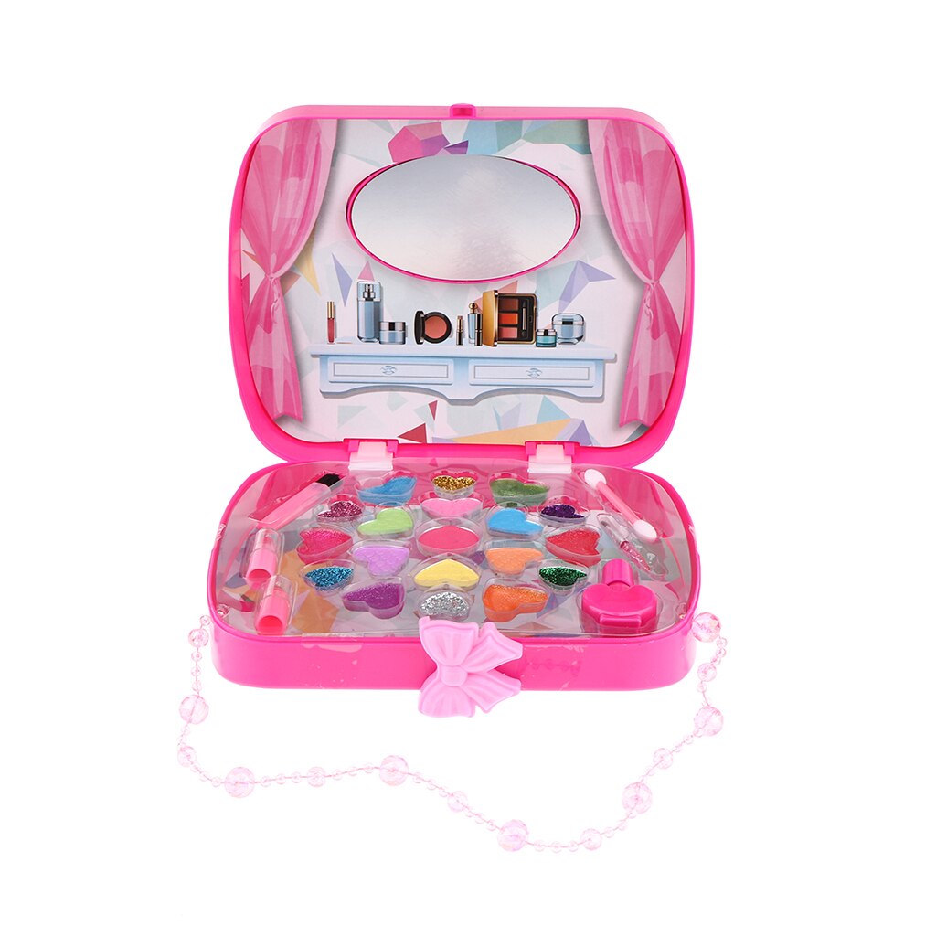 Pretend Play Makeup Kits for Girls Toys Cosmetic Set Handbag Rose Red Preschool Educational Toy