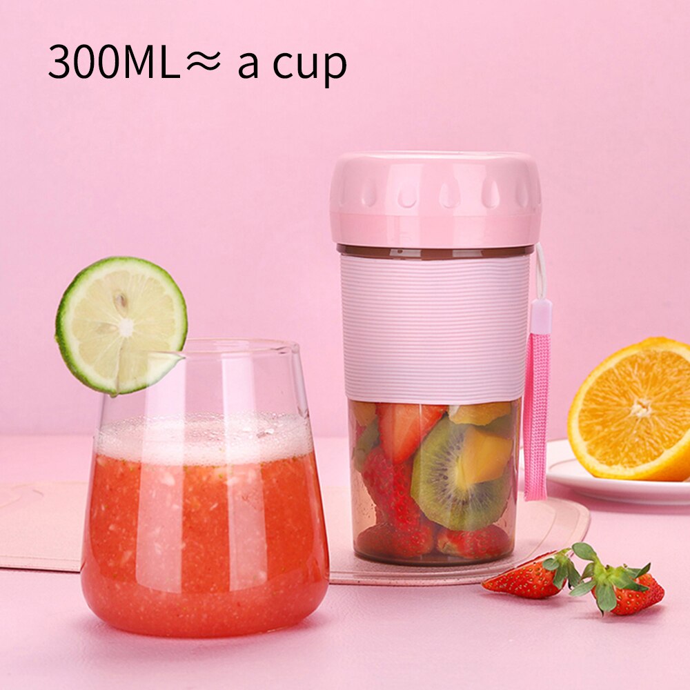 Portable Juicer Cup USB Juicer Cup Blender for Smoothies and Shakes 300ML Fruit Mixing Machine Detachable Cup Rechargeable Tool