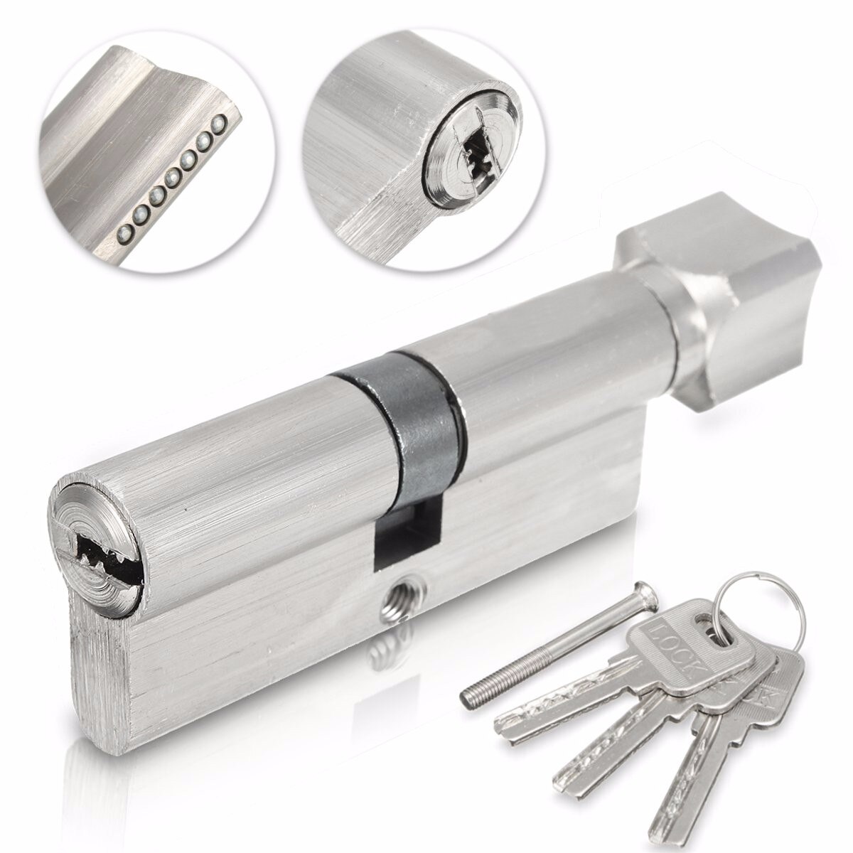 Security 70mm 90mm Door Lock Brass Cylinder Single Open Knobs Eccentric Entrance Bedroom Cylinder Copper