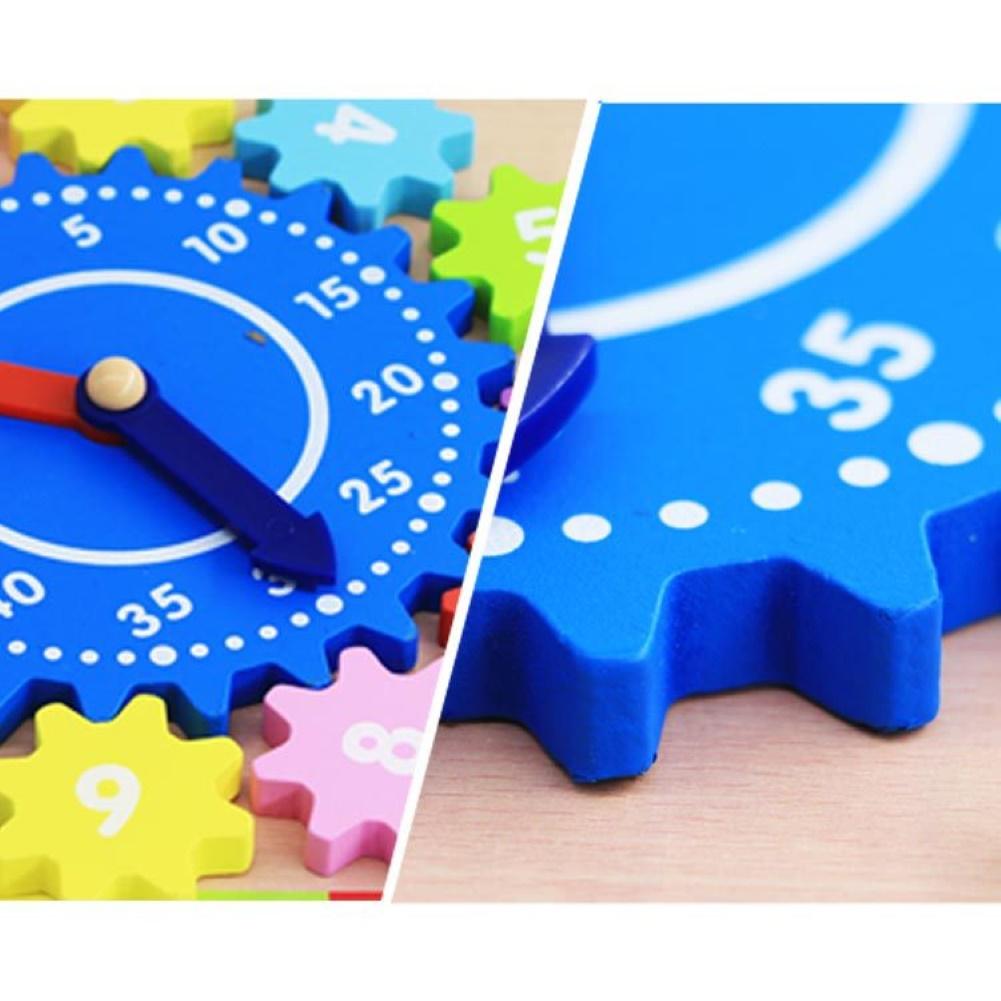 Kid træ gear blok multicolor digital ur puslespil børn pædagogisk legetøj til børn