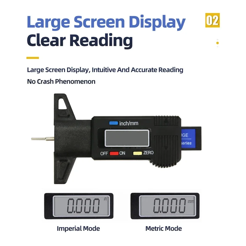 Digital Tread Depth Gauge For Car Tyre Tire Meter Thickness Gauges Automobile Tire Wear Detection Measuring Tools Depth Caliper