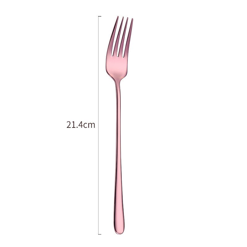 Vacclo 304 Stainless Steel Dinner Fork Tableware Gold-Plated Magic Fork Colourful Dessert Fork With Long Handle Drinking Tools