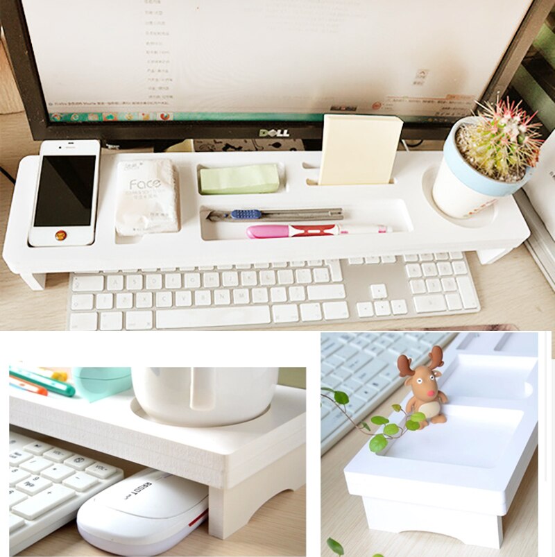 Pvc kontor skrivebord arrangør rack multifunktionelt bord papirvarer opbevaring hylde telefon penneholder tastatur kontor tilbehør