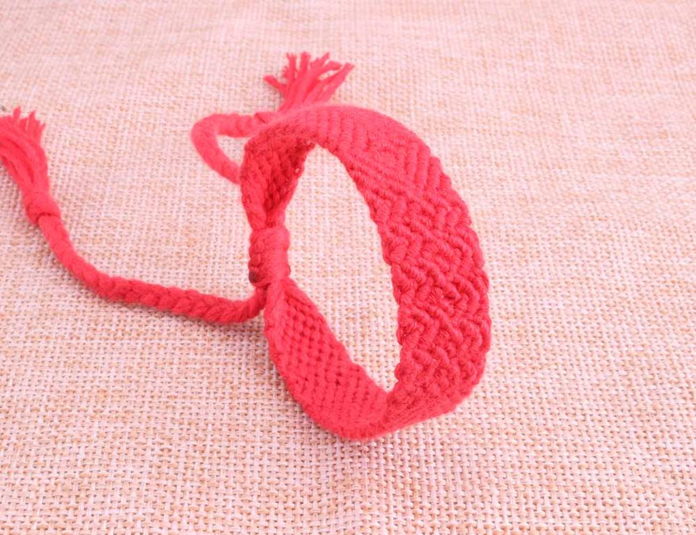 solid color wavy monochrome woven friendship bracelet green blue grey pink red embroidery thread macrame wrap bracelet femme kid: Light Yellow Gold Color