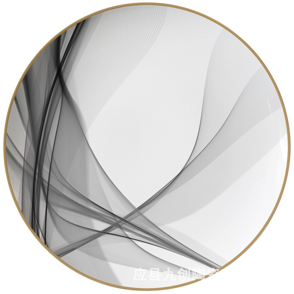 Bone China Plate Chinese Hand-Painted Ink Ceramic Plate Restaurant Daily Disc: 10.5-inch plate