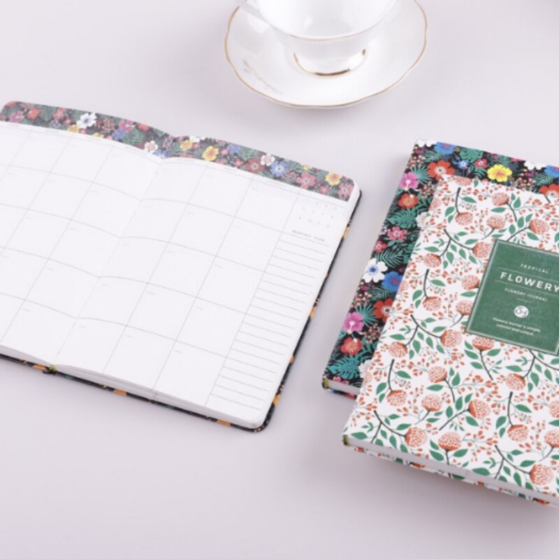 Yearly Agenda Planner Monthly Weekly Plan Portable A5/A6 Kawaii Pocket Notebook Cute Diary Flower Journal Office Stationery