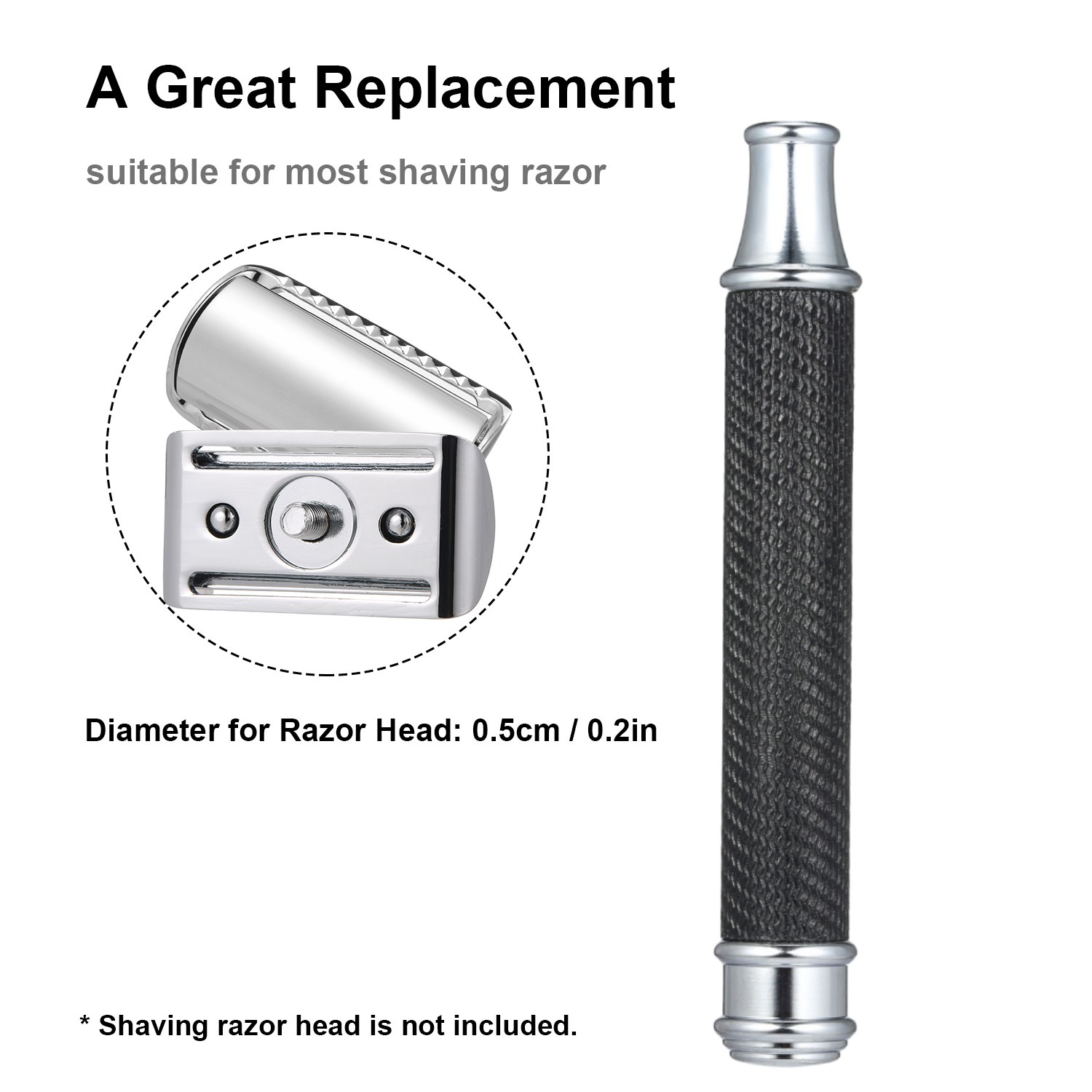 Mango de afeitar de acero inoxidable para afeitadora de doble filo, repuesto de seguridad, mango de afeitar para Barba, accesorios de herramientas de afeitado