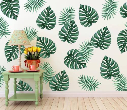 Palm Bladeren Muurstickers Vinyl DIY Verwijderbare Tropische Bladeren voor Woonkamer Keuken Decoratie Muurstickers