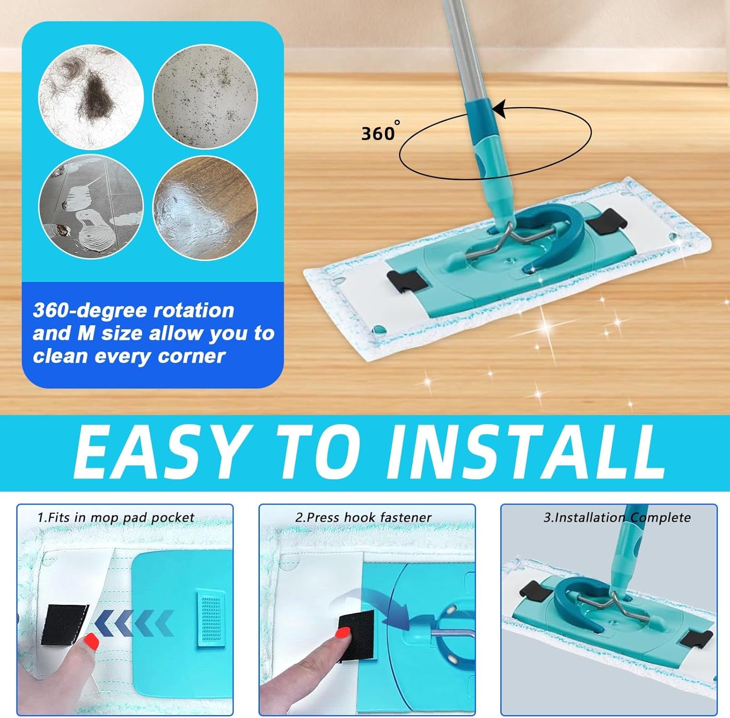 Floor Mop Covers for Leifheit Clean Twist M Ergo Micro Duo, Wiper Covers, Microfiber Mop Head for Absorbent Floor Mop, No. 52123