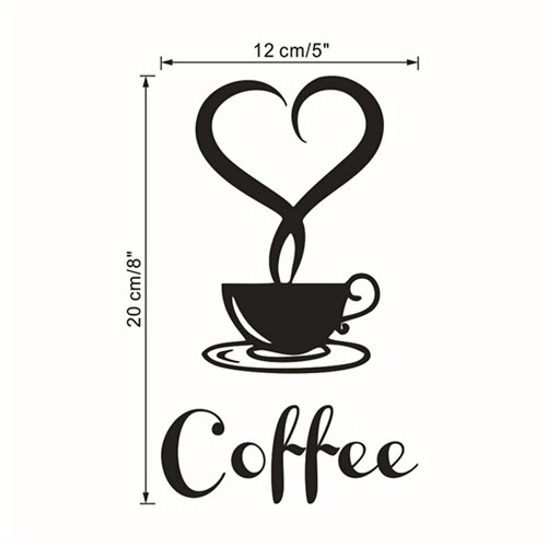1pc Black Coffee Cup Vinyl Wall Sticker Coffee Shop Restaurant Wall Decor Decals Kitchen Decoration