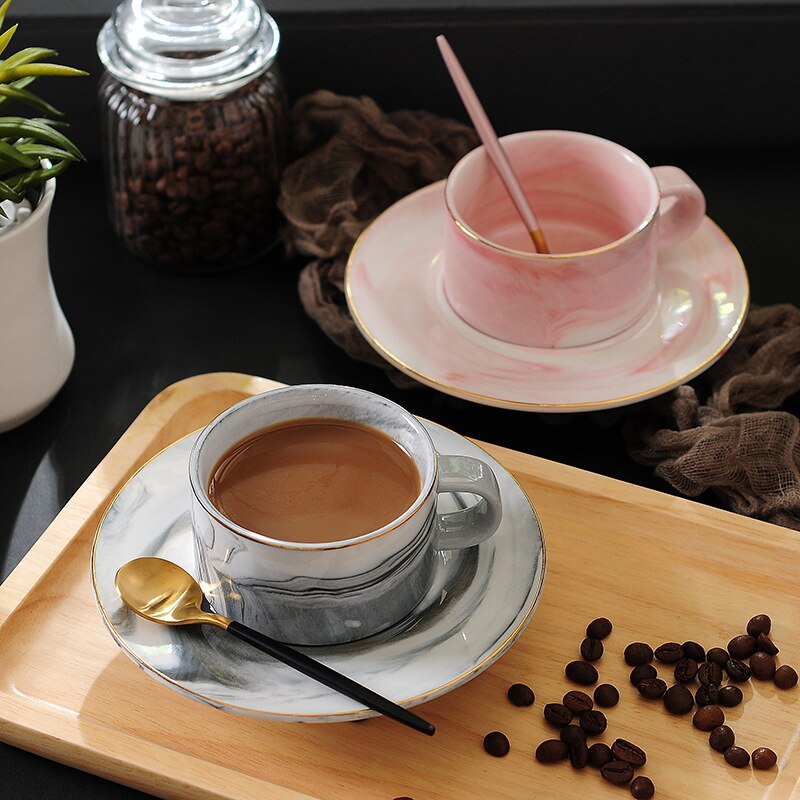 Nordic INS Golden Black Coffee Cup Ceramic Cup Dish Coffee Three-piece Office Tray Ceramic Cup