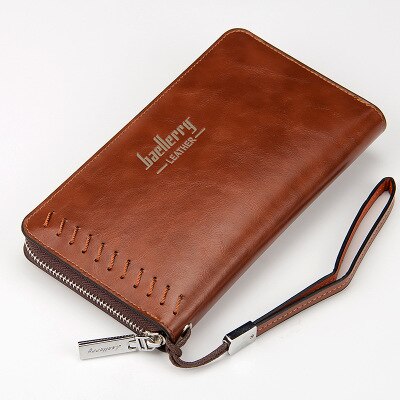 Baellerry sac à main hommes portefeuille longue grande capacité en cuir portefeuilles pour marron pochette fermeture éclair portefeuille sacs sacs à main: Deep Coffee