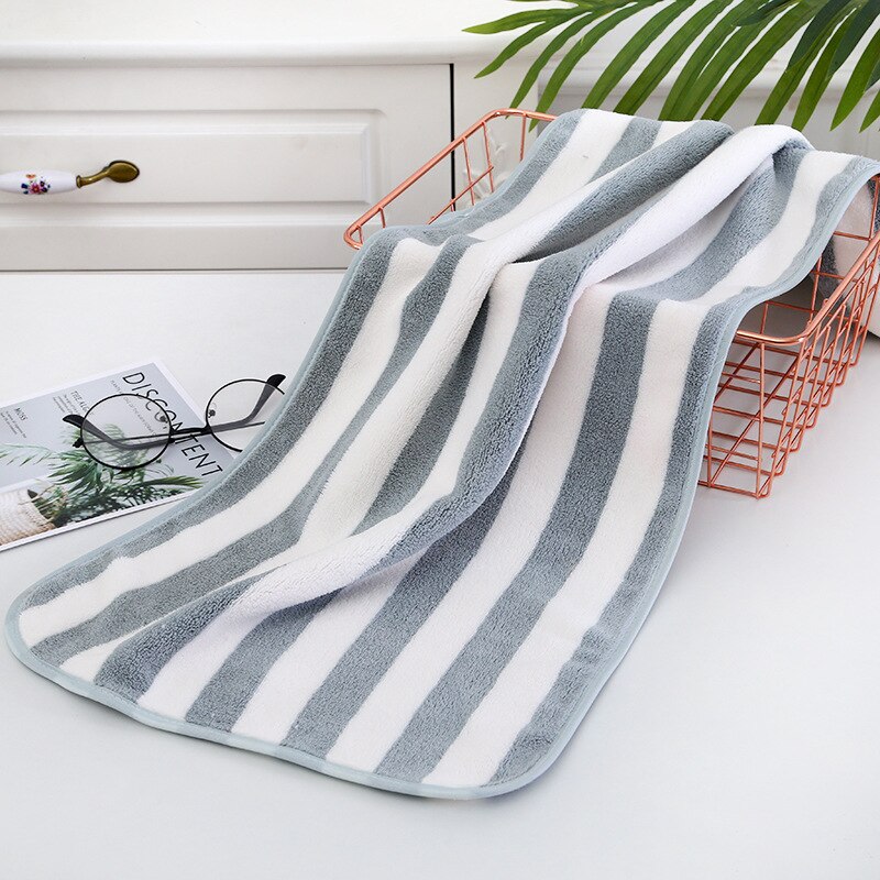 Microfiber Saliva Wide Stripes Towel Thicken For Face Hand Sport Handkerchief Children Adult Women Girl Boy: gray Towel