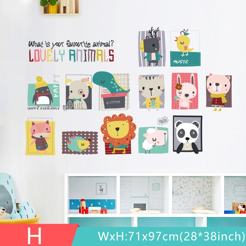 18 styles Large Cartoon Wall Stickers for Kids rooms Baby room Wall Decor Vinyl Removable Wall Decals Home Mural Home Decoration: H