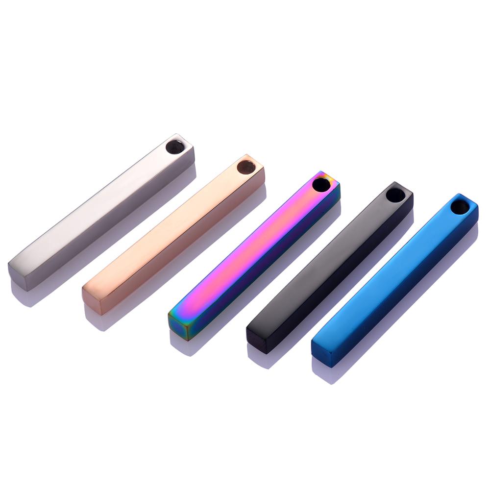 5 pcs Unisex Stainless Steel Rectangle Bar Pendant for Name Making Necklace Jewelry