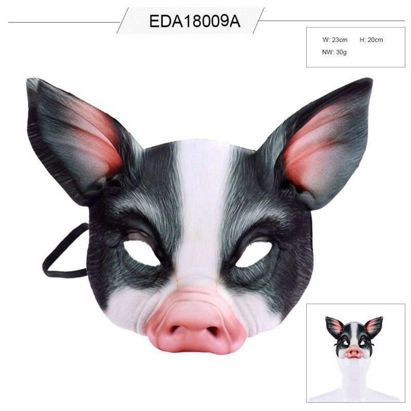 Halloween Animal Mask Half Face Pig Mask Milk Cow Pattern Breathable Animal Party Carnival