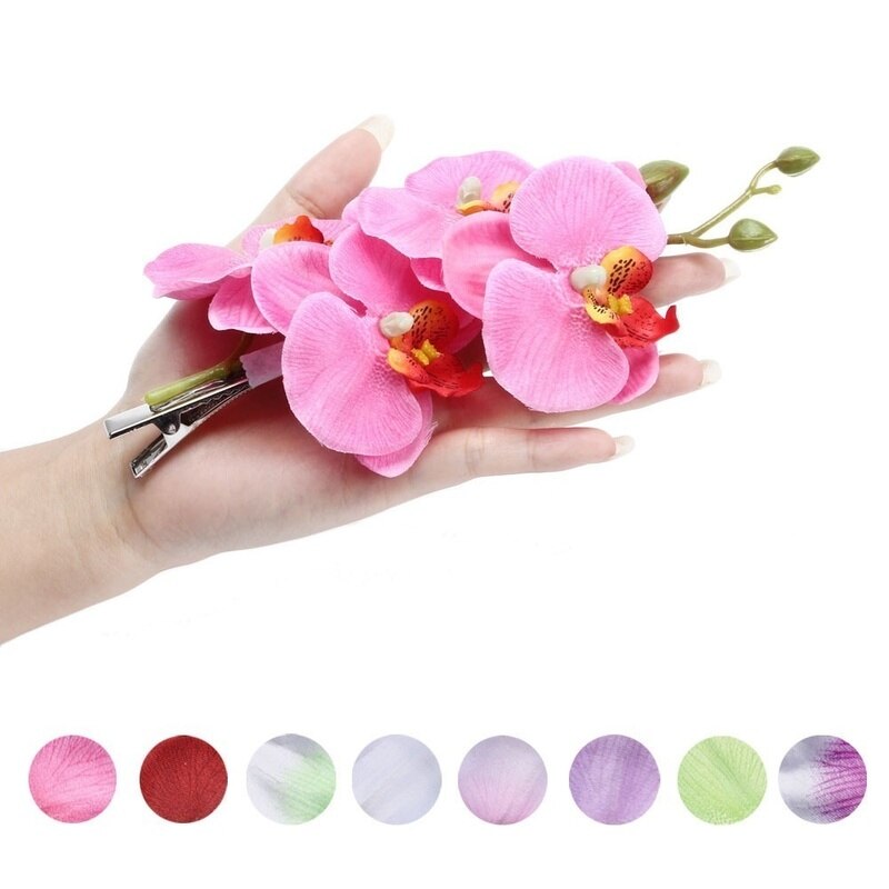 1 stk brud brudepige hår blomst hårnål sommerfugl orkidé hår hår ornament blomst hår tilbehør makeup farve tilfældig